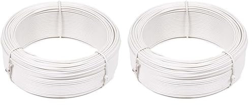 Fil de Fer Métal Plastifié Blanc 1.3mm Bobinot 50m (Lot de 2)