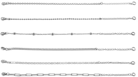 BRDXOOL Lot de 6 bracelets en argent pour femme – Bracelets simples empilables en argent, design étanche et hypoallergénique, accessoires de mode pour le quotidien, cadeaux bijoux (6 styles)