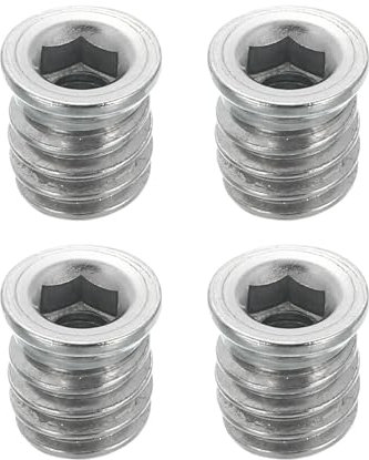sourcing map 4Pcs Threaded Inserts Nuts, M5x12mm Hex Socket Drive Nut Inserts for Wood - 304 Stainless Steel Screws Furniture Screw in Nuts Bolt Fastener Connector Wood