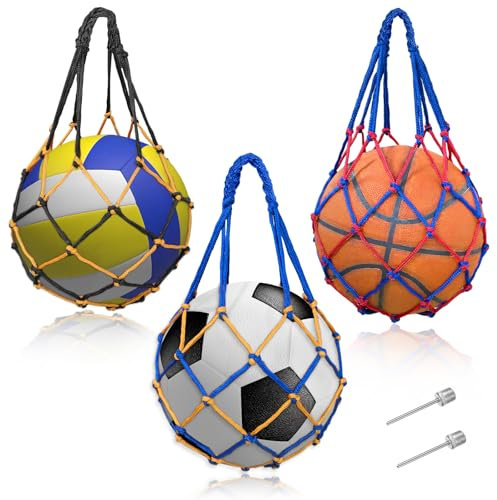 Bellanova 3 Stück Ballnetz Net Tasche, Tragbare Ballsack, Simple Sports Ball Mesh Bag für Basketball, Beachvolleyball, Fußball