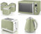 Swan Retro Green 1.5L 3KW Jug Kettle, 2 Slice Toaster, 800W 20L Digital Microwave and Tea, Coffee, Sugar & Canisters. Retro Design Matching Kitchen Set of 6 in Green