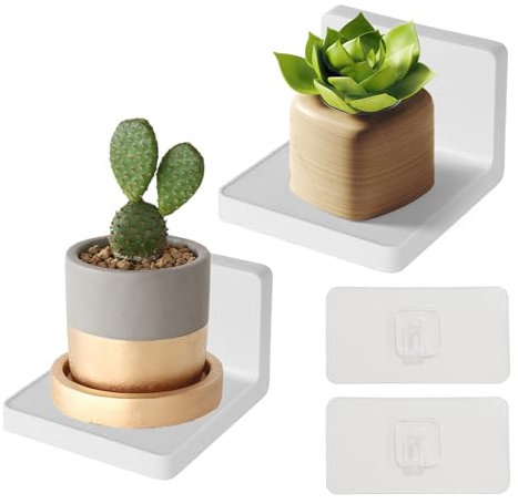 Huybaa mensole bagno senza foratura, set di 2 mensola bagno, adesive 10,5 cm*10cm, bianca,per soggiorno, camera da letto, cucina, ufficio