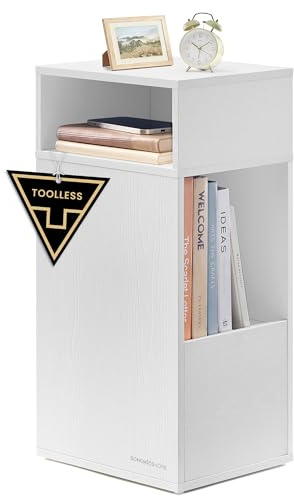 SONGMICS HOME Nachttisch, superschnelle werkzeuglose Montage, Toolless-Technologie, Nachtschrank mit Schublade, Beistelltisch schmal, platzsparend, 30 x 25 x 59,4 cm, Schneeweiß LET911WE01