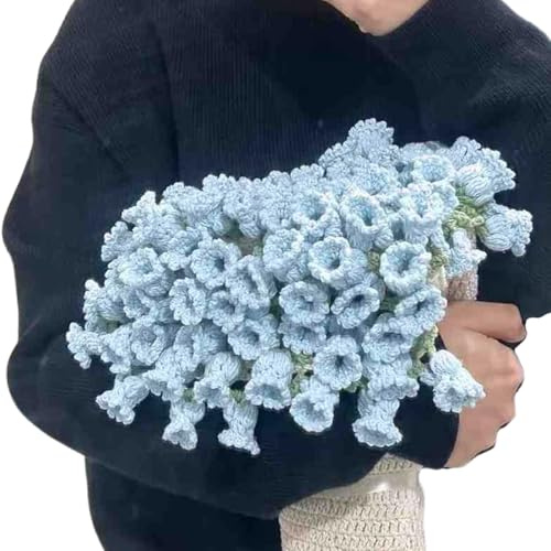 UNTERING Manta de ganchillo hecha a mano con ramo de flores de punto suave en tono pastel para el día de la madre, cumpleaños, decoración del hogar, manta de regalo para mujer