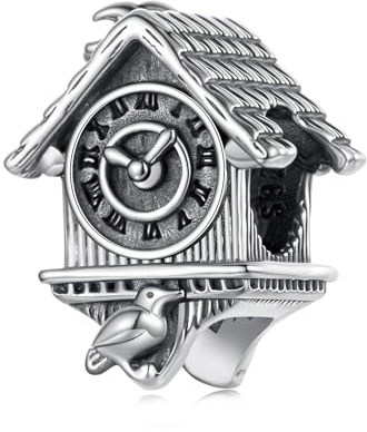 ZUOHUI Ciondolo a forma di orologio a cucù vintage in argento sterling 925 da donna, for braccialetti, creazione di gioielli fai da te, regali for mamme e sorelle (compleanno, San Valentino)