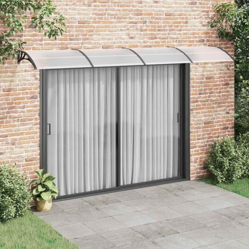 Tenda da sole con morsetto, colore nero, 400 x 100 cm, in policarbonato, per balcone, terrazza, giardino, montaggio richiesto