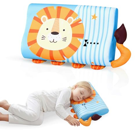 Ecofocet Almohada Infantil Ergonómica de Espuma Viscoelástica, Almohada Bebe con Funda, Lavable y Transpirable, Cojín Niños para Cuna Viaje y Guardería, Ideal para Niños de 2 a 8 Años