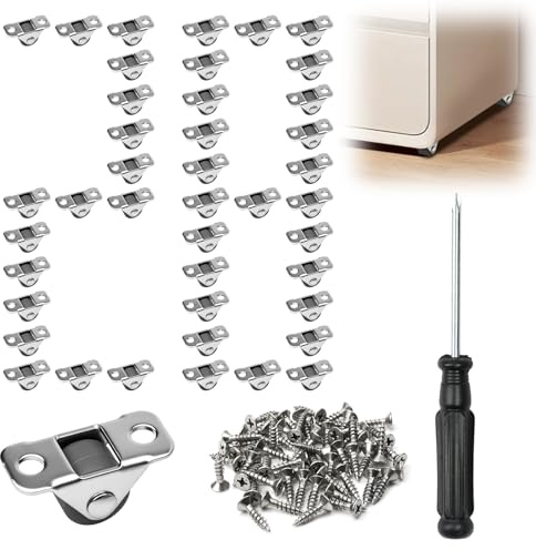 NETFLO 28 stycken minimöbelhjul 12 mm små möbelhjul med 56 skruvar gummi små hjul för minimöbler lådor förvaringslådor förvaringslådor sophink