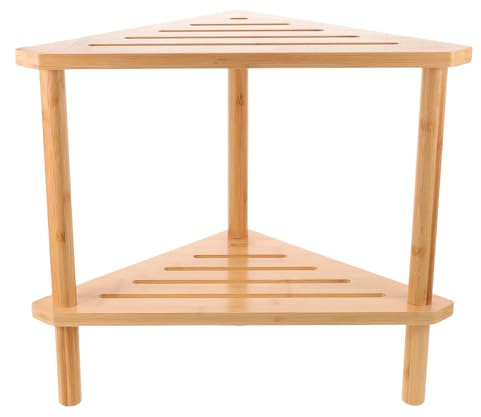 OSOLADY Taburete Triangular para Ducha: Estante esquinero de Madera - Organizador esquinero de bambú de Doble Capa para Ducha - Asiento para cambiarse los Zapatos y Relajarse en el baño