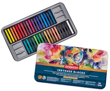Derwent Inktense Set de 36 Barras de Pintura, Lápices Acuarelables de 8mm Solubles en Agua para Dibujar y Pintar en Papel o Tejidos, Calidad Profesional (2301979)