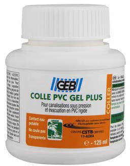 GEB Colle GEL PLUS pour PVC rigide pression et évacuation contact eau potable - Pot 125ml