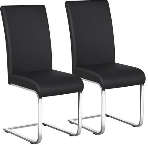 Yaheetech - Juego de 2 sillas de Comedor de Piel sintética (50 cm), Color Negro