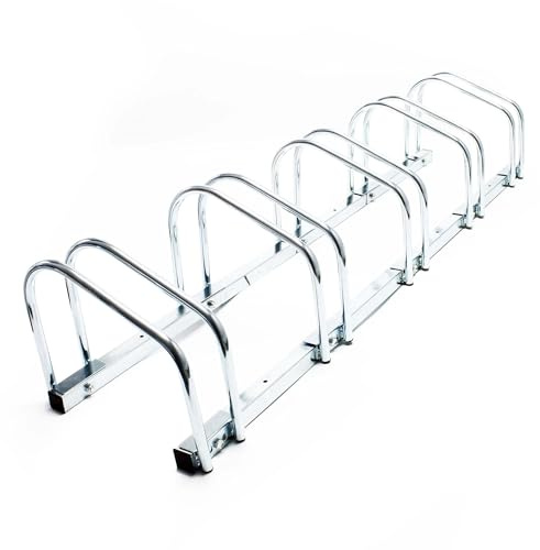Wiltec Cykelställ för 5 cyklar, 1305 x 320 x 265 mm, grått stål, lämpligt för golvmontering, radparkeringscykelställ