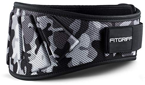 Fitgriff® Tyngdlyftbälte V1 för män och kvinnor – tyngdlyftbälte för gym, bodybuilding, vikt- och crossfitträning – ryggstödbälte Kamouflage 108cm - 118cm Circumference (XX-Large)