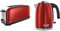 Russell Hobbs Toaster Langschlitz Colours+ rot, extra breite 1 Langschlitzkammer, 6 einstellbare Bräunungsstufen + Auftaufunktion & Wasserkocher Colours+ rot, 1,7l, 2400W, optimierte Ausgusstülle