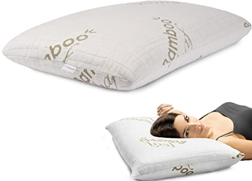 Flowen Orthopädisches Nackenstützkissen Memory Foam Kopfkissen Nackenkissen Ergonomisches für Bett Hilft bei Nackenschmerzen und Nackenstütze Kissen mit Aloe-Vera-Behandlung Waschbarem Bambù Bezug