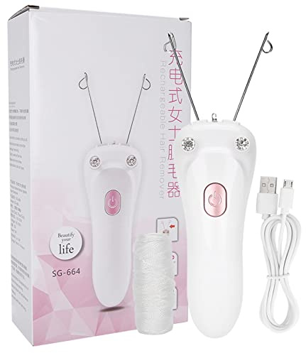 Elektrisk Vit Rosa Threading Epilator Usb Laddningskropp Ansiktshårborttagare För Kvinnor Fysisk Bomullstråd Epilator För Ansikte Armar Ben