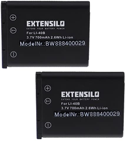 EXTENSILO 2X Batteries Compatible avec Medion MD86824, MD86930, MD86765, MD86777, MD86831 Appareil Photo, Reflex numérique (700mAh, 3,7V, Li-ION)