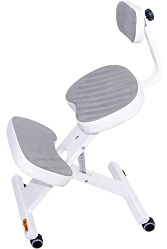 Mercurius Ergo-Comfort CMF+ Ergonomischer Stuhl Orthopädischer Kniestuhl Computerstuhl Kniehocker Stoff - Made in EU, CE, TUV (White)