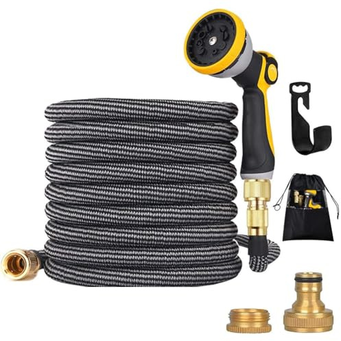 ZAselect Garden Hose 200ft 60m Expandable Strongest Double Latex Inner Tube Prevent Leaking Magic Hosepipe with 9 Function Spray Gun Extended Version