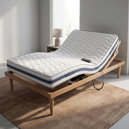 SARDAMATERASSI Kit letto rete elettrica misura 120x190 cm + materasso memory 21 cm ortopedico guanciale omaggio