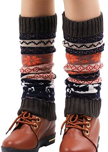 Stülpen Damen Beinstulpen Gestrickt Verdicken Legwarmers Winter Strickstulpen Warme Knöchelwärmer kinderstulpen Beinwärmer für Frauen und Mädchen Böhmen (Grau)