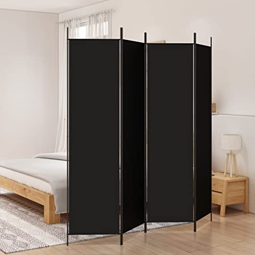 WIFESE Paravent 4 Panneaux Noir 200x200 cm Tissu Séparation de Pièce Design Pliable Cloison de Séparation de Chambre Espace Privé Ecran d'intimité Séparation de Bureau Bloquer Le Soleil