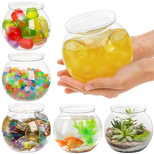 Okllen 6 Pack Plastic Fish Bowl, 26 Oz Clear Ivy Bowls Sweet Bowl, Unbreakable Bubble Ball Vases for Party Decor, Carnival Games, Candy, Table Centerpiece, BPA Free