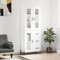 KOIECETA Highboard Holzwerkstoff Hochschrank Bücherregal Mehrzweckschrank Badschrank für Wohnzimmer Büro Küche (Hochglanz-weiß, 1 Glastür 3 Schubladen)