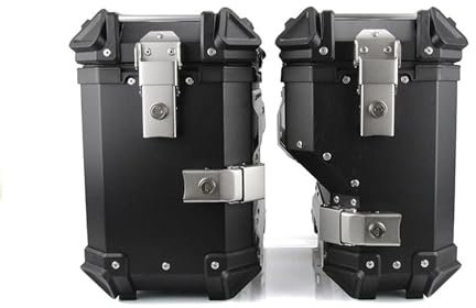 Yidelchon Valigia Laterale Per Moto Da 38 L, Baule Laterali Per Scooter Impermeabili, Bauletto Per Moto In Alluminio, Baule Universale - Nero/Argento (Black, 450x366x227 MM)