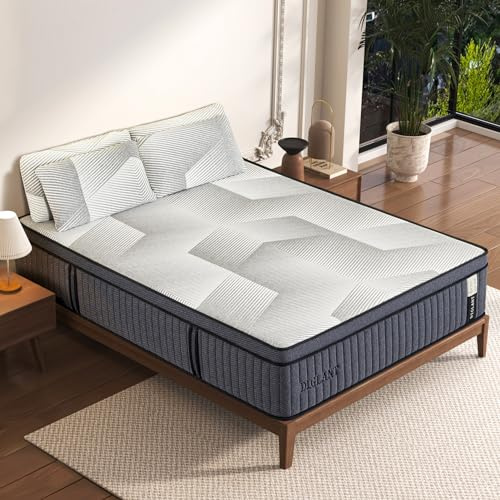 King Mattress, DIGLANT 14Inch Euro Top Hybrid Memory Foam Mattress with Pocket Springs, Soft Plush Feel King Size in Box, Pressure Relief & Motion Isolation, CertiPUR-US Certified, 76*80