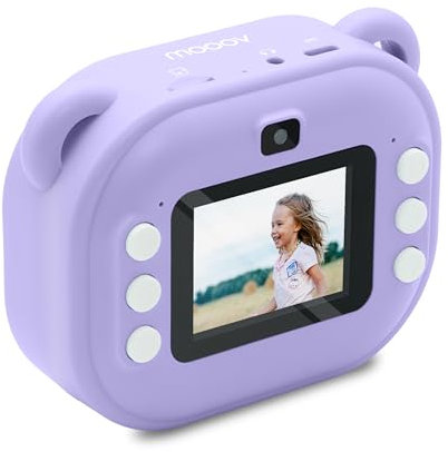 MOOOV 477523 Appareil Photo Instantané avec Camera Enfant Fille Garçon- Imprime Foto sur Papier - Ecran Couleur, Rechargeable Câble USB-C Inclus - Violet