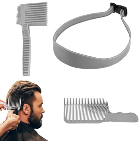 3 Pezzi Sfumatura Capelli Uomo Set, Set di pettini regolabili in silicone per taglio dei capelli stencil transizione pettini da parrucchiere, Pettine per Taglio Capelli Fascia Taglio Capelli Curva