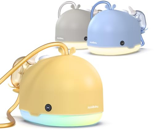 HubiBaby Cleanose Pro, elektrischer Nasensauger für Babys und Erwachsene, Baby-Nasensauger, einstellbare Saugleistung, weißes Rauschen und LED-Stimmungslicht, 4 Silikonspitzen (Gelb, HNA-3000)