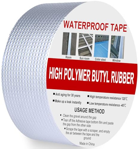 Rusoz Nastro Sigillante Impermeabile 50mmx5m Nastro Sigillante in Gomma Butilica, Sigillante Perdite Acqua, Impermeabile, per Riparazioni Tubi Acqua, Tetto, Parasole, Pavimento, Cucina, Grondaie