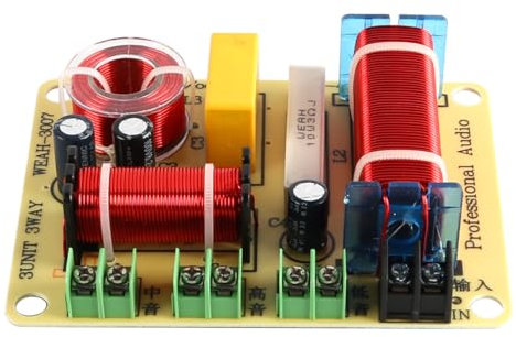 Laroal Divisore di frequenza per altoparlanti a 3 vie, distributore di frequenza di crossover HiFi da 350 W per la modifica fai da te degli altoparlanti domestici (giallo e bianco casuale)