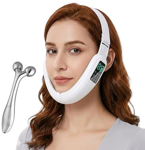 V-Face Machine and Electric Double Chin Device with 15 Gear Adjustable Intensities and 8 Modes – Intelligent Double Chin Machine for V-face. Free 3D Face Roller for Skin Care