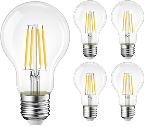 Genérico 4 x Bombilla LED Vintage - Envio 24 h - Bombilla Filamento E27 - Blanco Cálido 2700K, ABERLED - Bombillas Decorativas para Decoración e Iluminación (Classic, 8W)