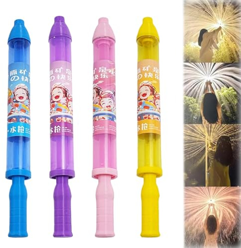 Fireworks Water Gun Set - Fireworks-Shaped Water Spray Toys, Suitable for Couples, Party Entertainment, and Interactive Games with Friends and Relatives(4-Pack)