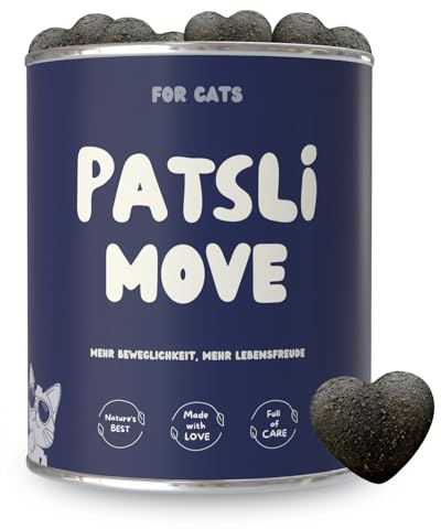 Gelenk-Snacks für Katzen | Stärkt Gelenke mit Grünlippmuschel, MSM, Spirulina, Kollagen | Ergänzungsfuttermittel mit Omega 3 für Katzen | Tierärztlich entwickelt | Leckerli Gelenke Katze | Patsli Move