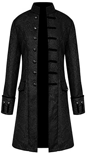 TOFOTL Halloween Kostüm Herren Gruselig GRAF Halloweenkostüme Jugendliche Dracula Halloweenkostüm Halloween Tag Der Toten Gehrock Vampir Kostüm Erwachsene Steampunk Gothic Mantel Herren Schwarz XL