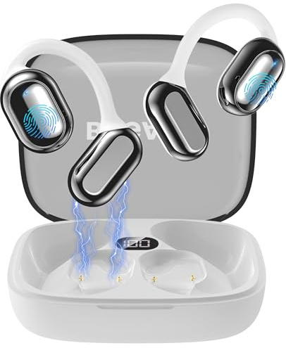 BUGANI Cuffie Bluetooth, Auricolari Wireless Open Ear Bluetooth 5.4, 30 Ore, Driver Di Grande Dimensioni Da 16,2 mm, Over Earbuds, Auricolari Sportivi Impermeabili Per Esterno