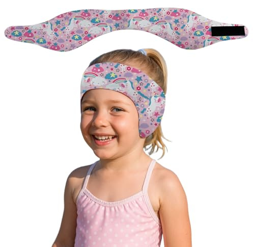 Bandeau Piscine Oreille Enfant, Bandeau de Natation Enfant, Bandeau Oreilles en Néoprène Piscine Oreille, Empêche Pénétration de l'eau et Maintient Les Bouchons Oreille pour Natation