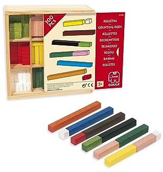 Goula D51106 - Rechenstäbe 10 x 10 Spiel in der Holzbox, Sortiert