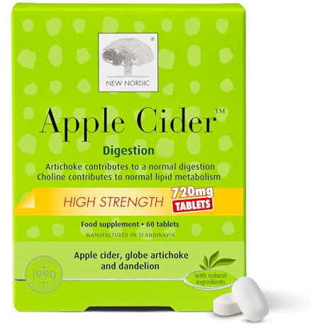 New Nordic Apple Cider Vinegar Tablets - 2160 mg ACV with The Mother - May Help Promote Weight Loss - for Men and Women - 60 Count