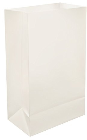 LumaBase Plastic Luminaria Bags, White - Set of 100