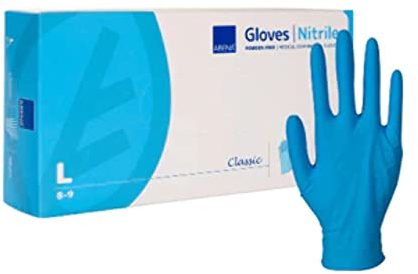 ABENA Blue Disposable Gloves, Large size, Pack of 50 Pairs, Nitrile Gloves, Latex Free, Suitable for Surgical use, Cleaning, Car Detailing, Kitchen use and more