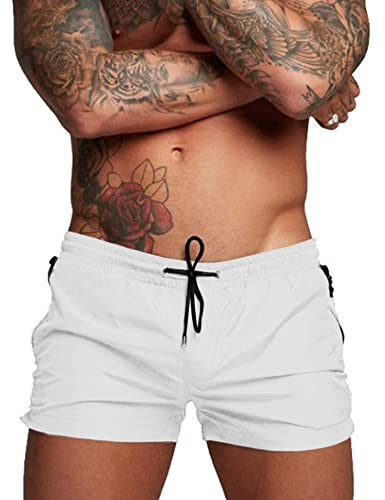 COOFANDY Men's Cotton Linen Elastic Pants Drawstring Waist Harem Loose Pants White L