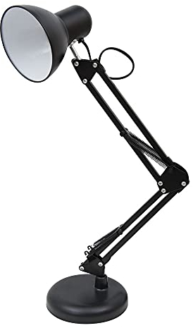 BEL AIR HOME - Lampada da scrivania a LED con braccio snodato, Flexo Antigona, design vintage retro 1xE27 (NERO)