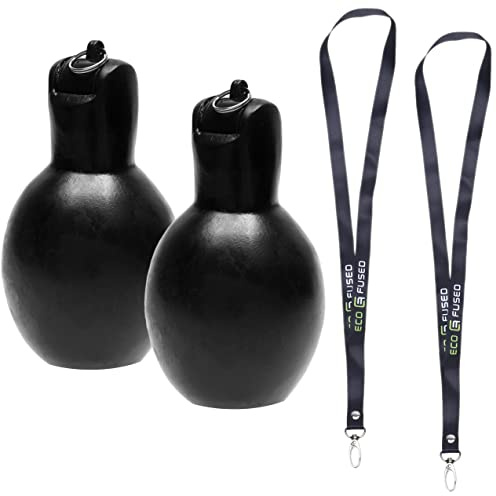 Eco-Fused 2X Hand Squeeze Whistles - Includes 2X Lanyards - Indoor, Outdoor, Home, School - Sports, Camping, Walking, Trekking, Survival Kit- Referees, Coaches, Teachers